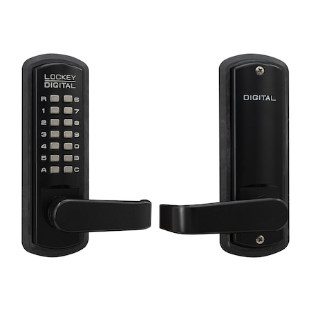 Lockey Mechanical Keyless Lever Lock W/ Passage Function Single Combination Jet Black Marine Grade 3835-JBMG